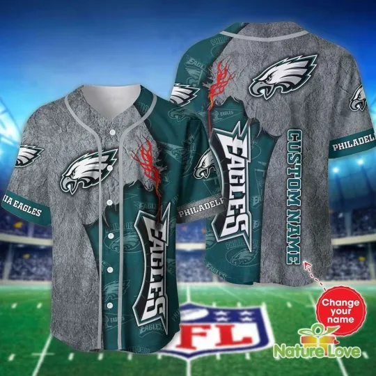 Custom Name Philadelphia Football Team Eagless Baseball Jersey Shirt Gifts for F