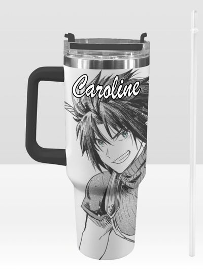 Final Fantasy VII 40 oz Tumbler: Zack Fair Personalized Stanley-Inspired Stainless Steel Cup