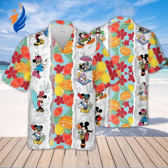 Discover Stylish DN20 Disney Summer Hawaiian Shirt Mickey Minnie Torn Design
