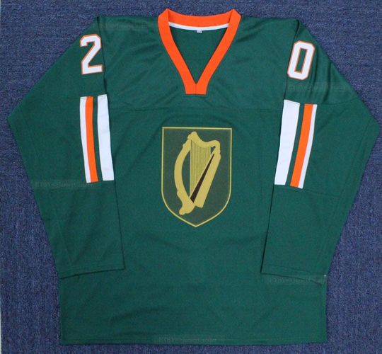 Discover Throwback Adam Pepper #20 Team Ireland Hockey Jersey Sewn Green;Custom Any Name;Youth/Adult Any Size