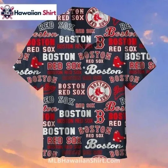 Discover All Over Text Boston Baseball Team Red Soxx Aloha Shirt In Bold Fonts