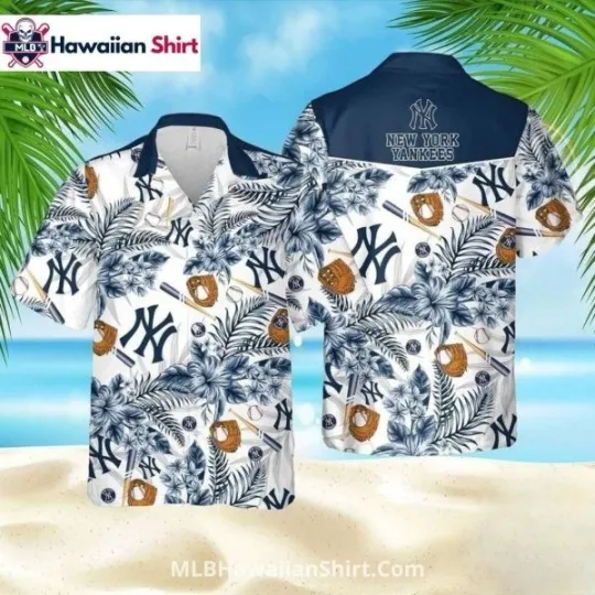 Discover Baseball Gear NY Baseball Team Yankeess Hawaiian Shirt With Navy Accents