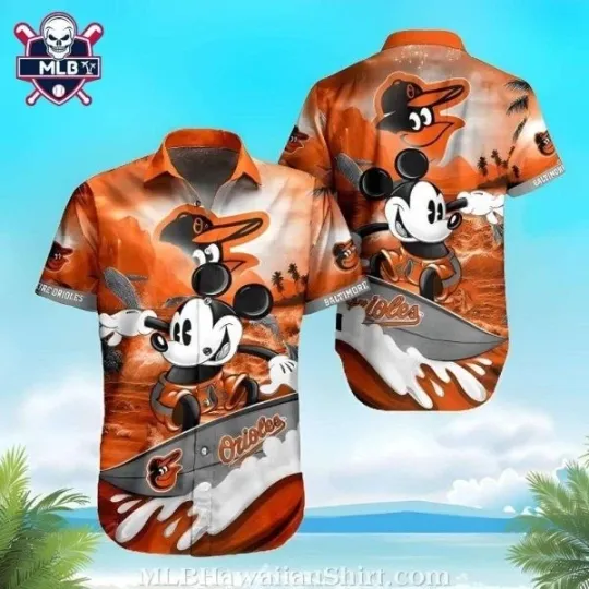 Discover Baltimore Baseball Team Orioless And Mickey Mouse Adventure Hawaiian Shirt