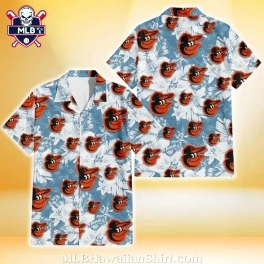 Discover Baltimore Baseball Team Orioless Blue Tropical Hibiscus Aloha Shirt