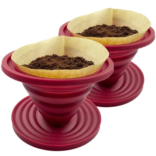 Discover 2 Pieces Attsky Collapsible Pour Over Coffee Dripper for Camp Coffee, Red