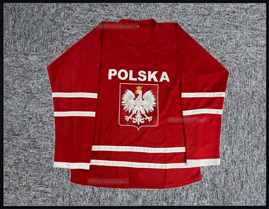Discover 80's Wiesaw Jobczyk #8 Team Poland Polska Hockey Jersey;;Youth/Kids/Adult Size;Personalized Custom