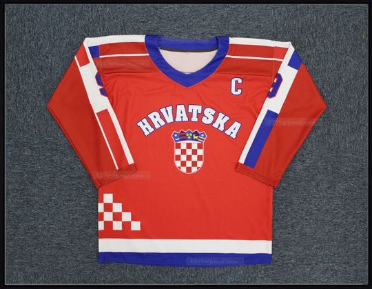 Discover Throwback Marko Lovrencic #9 Team Croatia Hrvatska Hockey Jersey Printed;Youth/Adult;Custom Name