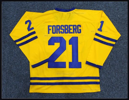 Discover Throwback Forsberg #21 Lundqvist #30 Sweden Ice Hockey Jersey Yellow/Blue ;Toddler/Youth/Adult;Custom Name
