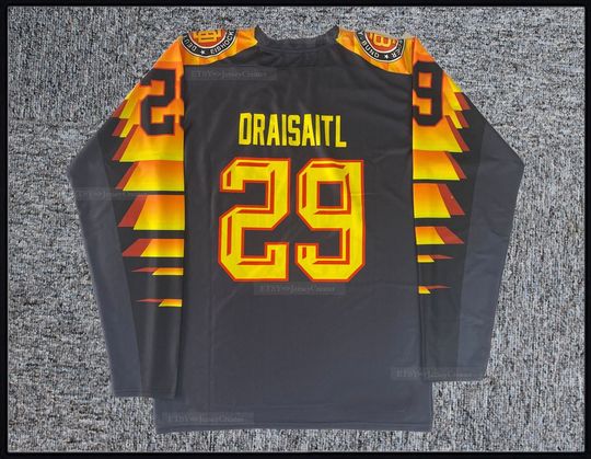 Discover Retro Leon Draisaitl #29 Team Germany Deutschland Hockey Jersey Black/White Printed;Custom Name;Youth/Adult Any Size