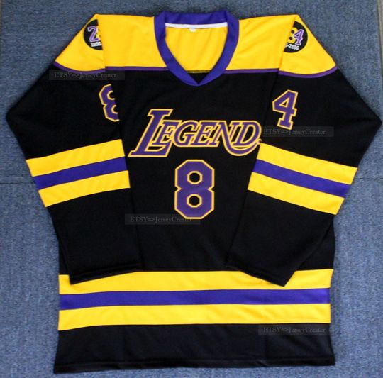 Discover Design Mamba Legend #8 Legacy #24 Hockey Jersey Top Stitched Black;Youth/Adult;Custom Name