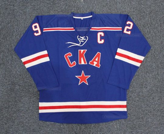Discover Throwback Vasily Podkolzin #92 SKA Russia Saint Petersburg Hockey Jersey Top Stitched;Youth/Adult;Custom Name