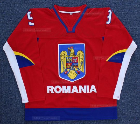 Discover Custom Romania Hockey Jersey All Stitched Red;Youth/Men;Eduard Pan Doru Tureanu Custom Any Name Numbers