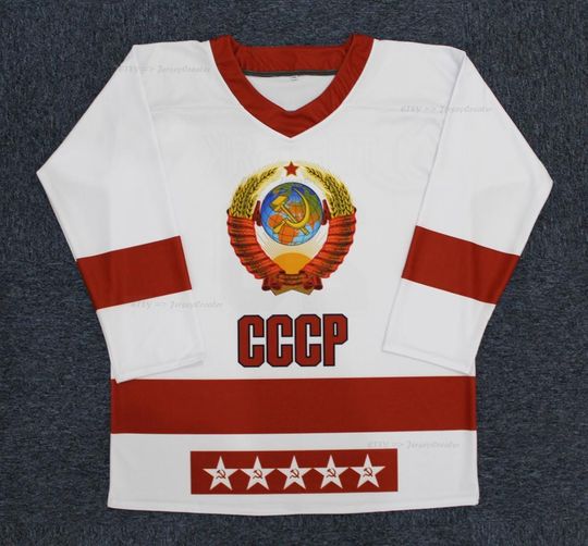 Discover Throwback 1980 Vladislav Tretiak #20 Team CCCP USSR Russia Hockey Jersey White;Youth/Adult;Custom Names