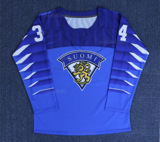 Discover Throwback Kiprusoff #34 Finland Hockey Jersey Blue;Toddler/Youth/Adult;Custom Any Name Gifts jersey