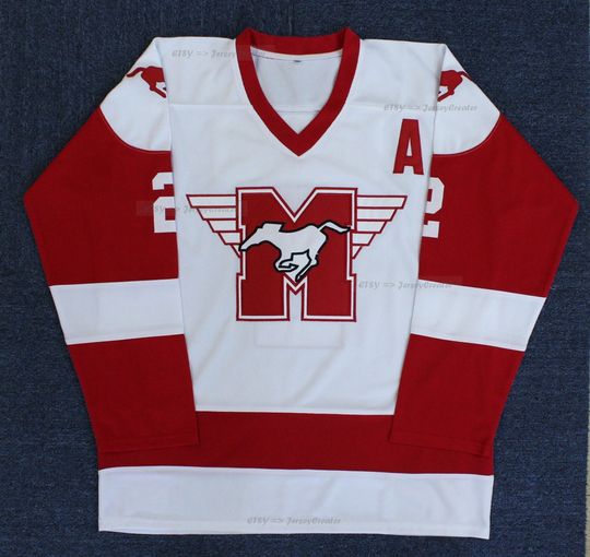 Discover Huey Hewitt #2 Hamilton Mustangs Hockey Jersey;Stitched;Youth/Kids/Adult Any Size;Personalized Cosplay