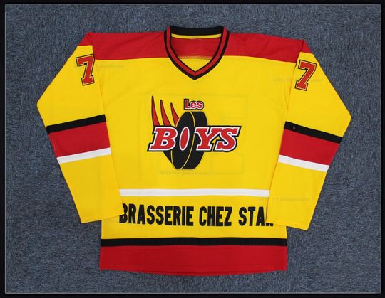 Discover Les Boys Richard Goudreau #77 Hockey Jersey Custom Name Yellow;Stitched;Youth/Kids/Adult Size;Personalized Cosplay