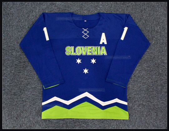 Discover Retro Ane Kopitar #11 Team Slovenia Hockey Jersey Sewn Blue;Custom Name;Youth/Adult Any Size