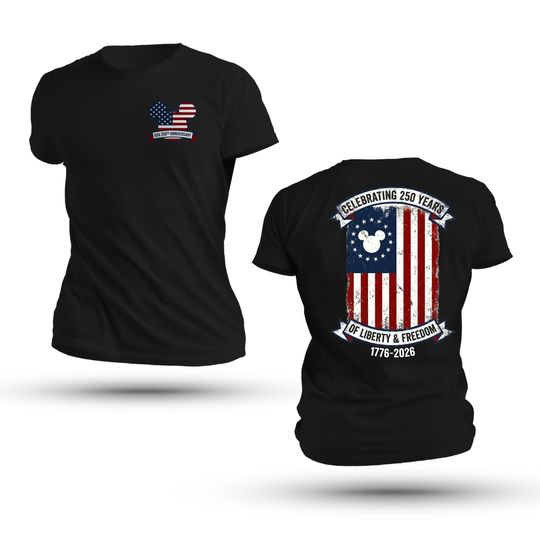 Discover USA 250th Anniversary Shirt 2026 | Patriotic Mickey Head Tee | Semiquincentennial 1776-2026 | Disney Trip 4th of July | Front & Back Print