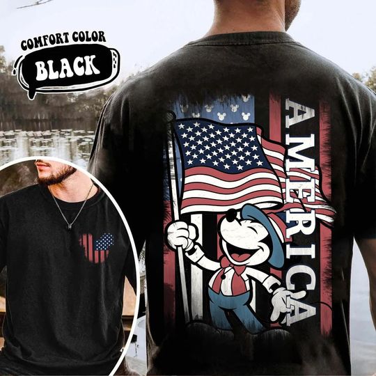 Discover Disney Mickey USA Flag 250th Anniversary T-shirt, Disneyland Family Matching Shirt, Independence Day 4th of July Tee, Disney Patriotic Shirt