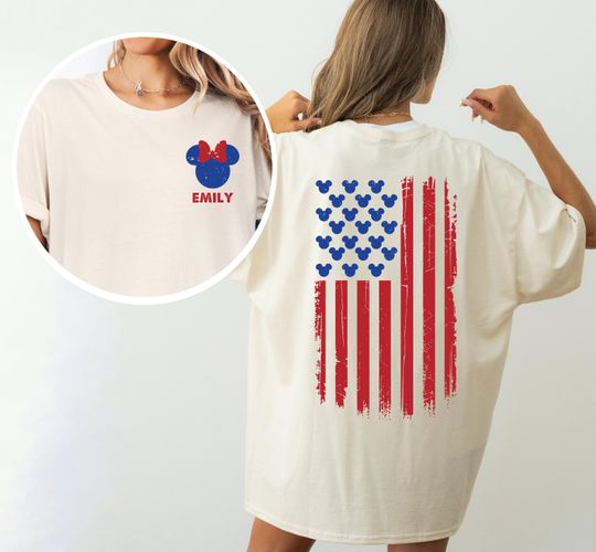 Discover USA Disney Shirt, Custom Name Mickey Freedom Tee, 250th Anniversary Sweatshirt, Minnie 4th of July Tee, Memorial Day Shirts, Retro Patriotic