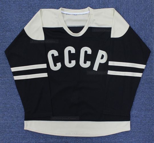 Discover Throwback 1980 Vladislav Tretiak #20 Team CCCP USSR Russia Hockey Jersey Black;Youth/Adult;Custom Names