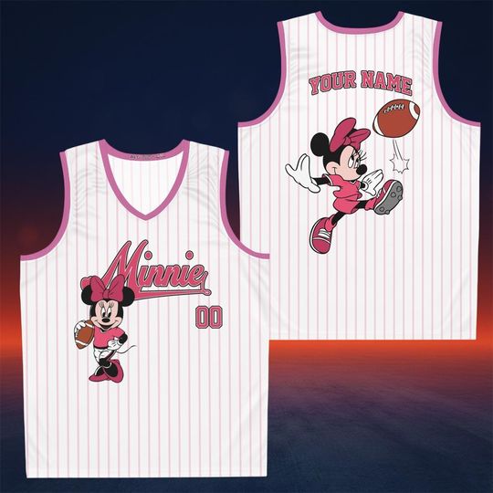 Discover Personalized Name Minnie Jersey Tank Top, Custom Disney Character Sports Jersey, Game Day Outfit, Football Lover Gift