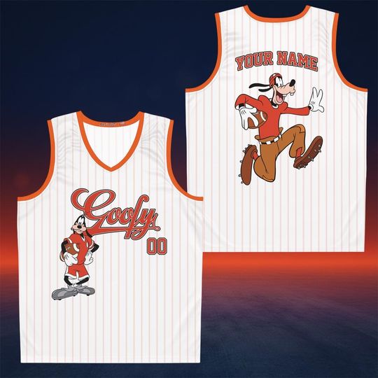 Discover Personalized Name Goofy Jersey Tank Top, Custom Disney Character Sports Jersey, Game Day Outfit, Football Lover Gift