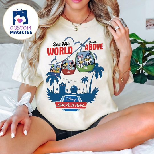 Discover Mickey And Friends Disney Skyliner Shirt, Walt Disney World T-shirt, See The World From Above, Disney Matching Trip shirts, Kids Adult