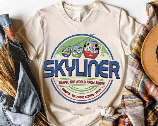 Discover Disney Skyliner Travel The World From Above T-shirt, Walt Disney World Resort Family Trip Shirt, Epcot Hollywood Birthday Matching Tee