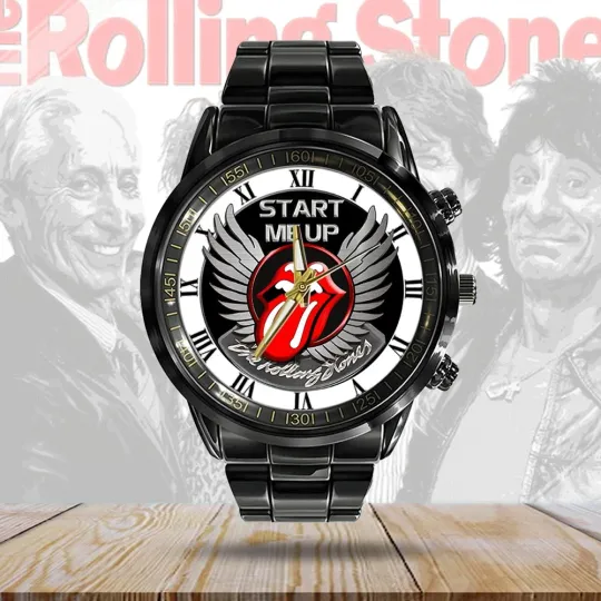 The Rolling Stones Black Stainless Steel Watch