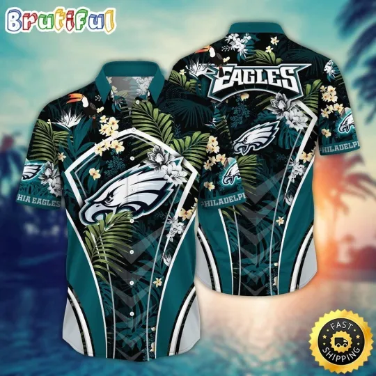 Discover Philadelphia Football Eagless Team Hawaiian Shirt Button Down Adult
