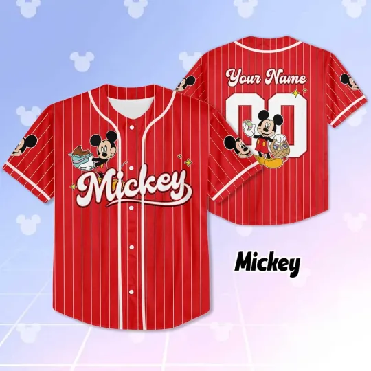 Discover Custom Cute Mickey Happy Easter Spring Love 2026 Baseball Jersey Shirt