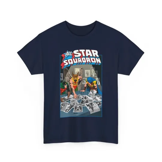 Discover All-Star Squadron T-Shirt - Hawkman, Dr Mid-Nite, Atom - JSA Members - DC Comics