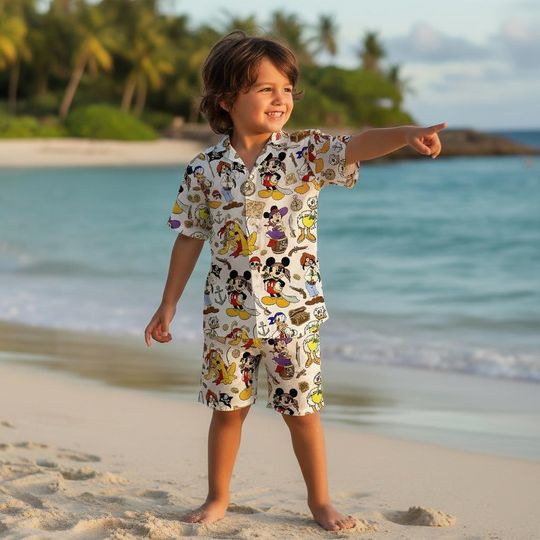 Discover Disney Pirate Mickey & Friends Hawaiian Shirt, Disney Hawaii Shirt, Pirates Of The Caribbean Mickey Shirt, Family Cruise Trip Hawaiian Shirt