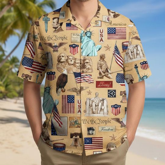 Discover America 250th Hawaiian Shirt, Patriotic Eagle Tee, Statue Of Liberty, 250 Years Of Freedom and Faith Gift, USA 250th Anniversary Hawaii Tee