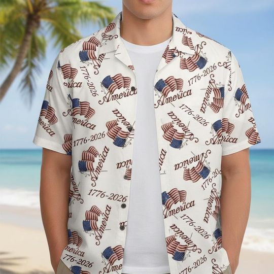 USA Flag 1776 - 2020 Hawaiian Shirt, America 250th Anniversary  Button Shirt, America Flag Hawaii Shirt, 250 Years Of Freedom and Faith Gift