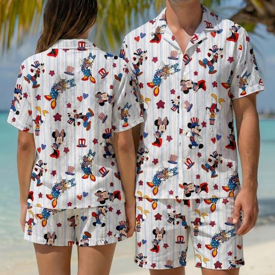 Discover Disney Mickey and Friends 4th July Hawaiian Shirt, Disney USA 250 Years Button Up Shirt, Mickey July Fourth Hawaii Shirt, Gift For Patriotic