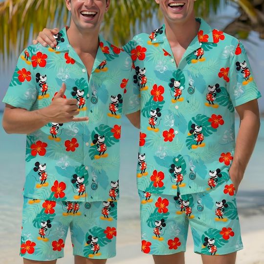 Discover Retro Disney Mickey Mouse Hawaiian Shirt, WDW Mickey Mouse Family Vacation Matching Shirt, Mickey Hawaii Shirt, Disneyworld Trip Hawaii Tee