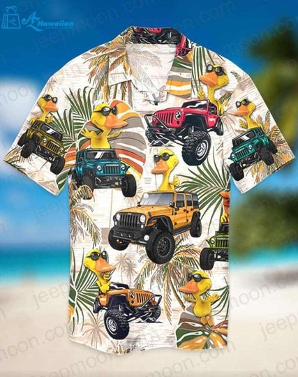 Discover Funny Tropical Duck Hawaiian Shirt, Cartoon Duck Adventure Aloha Shirt, Summer Beach Button Down