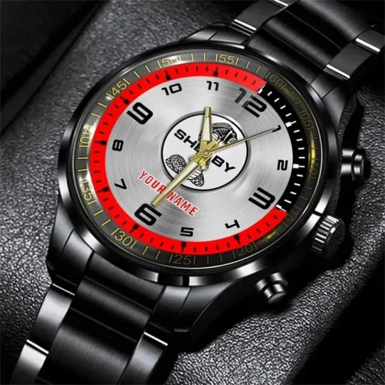Discover Ford Shelby Car Personalized Black Stainless Steel Hand Watch