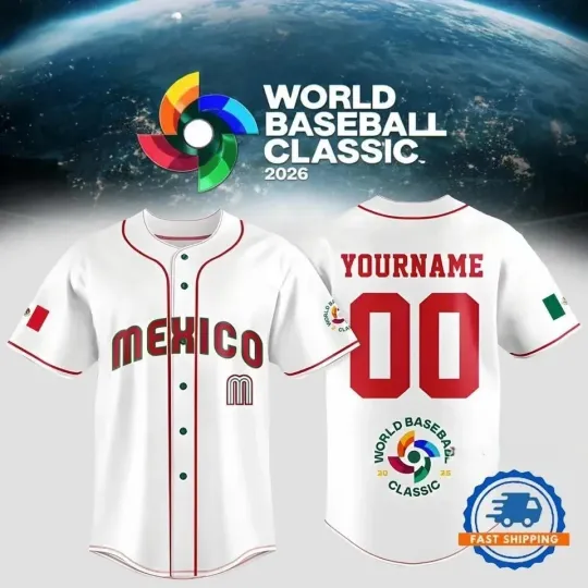 Discover Pesonalized Team Mexico 2026 World Baseball Classic White Jsy Shirt