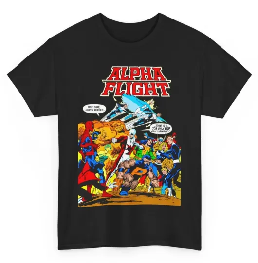 Discover Alpha Flight T-Shirt - John Byrne Art - Marvel Comics - Sasquatch, Northstar