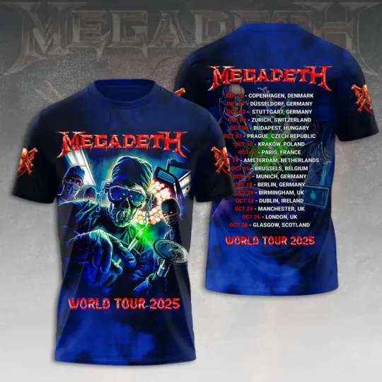 Discover Megadeth World Tour AOP T-Shirt, Gift For Fans