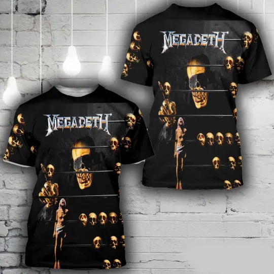 Discover Megadeth Skull T Shirt, Rock Band Music 3D Shirt