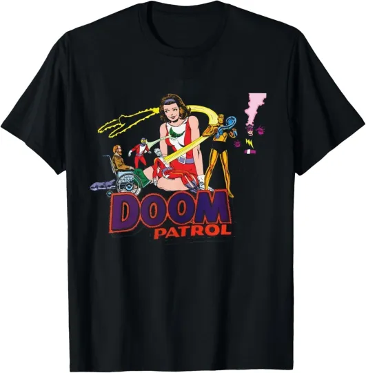 Discover Dooom Patrol T-Shirt - John Byrne Art - DC Comics - Beast Boy, Robotman, Mento