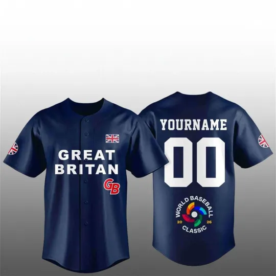 Discover Custom Great Britain Baseball 2026 World Baseball Classic Jersey Print Fan Gear