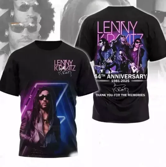 Lenny Kravitz 44th Anniversary 1981-2025 Thanks For Memories 3D T-Shirt