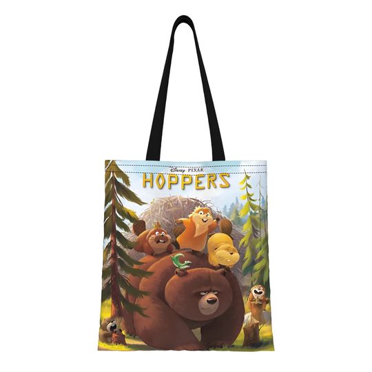 Discover 1PC  Disney Hoppers Reusable Double Sided Canvas Tote Bag Shoulder Cute Cartoon Castor and friends Handbag