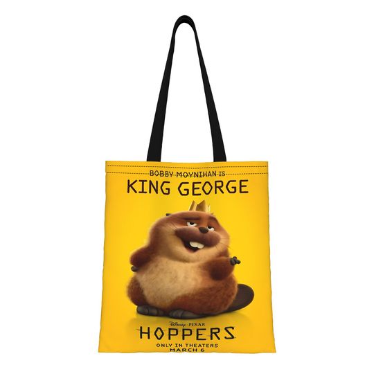 Discover 1PC  Hoppers backpack Reusable Double Sided Canvas Tote Bag Shoulder Cute Cartoon Beaver Or Castor Handbag