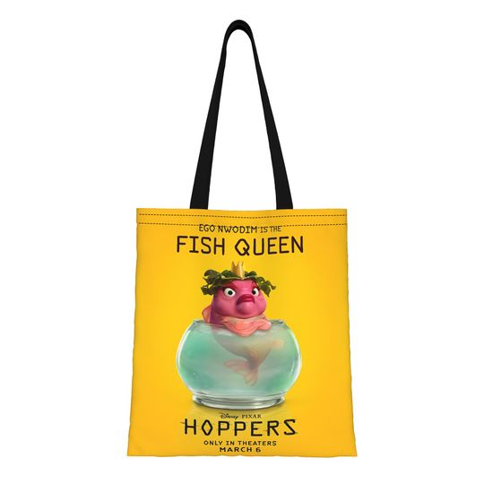 Discover 1PC back to school Large Capacity Hoppers Cute Cartoon red fish Canvas Tote Bag Foldable Chic Pattern Gifts